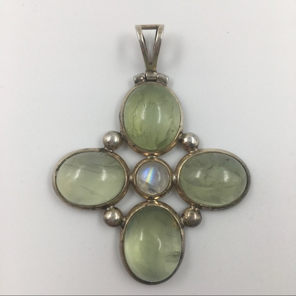Jewelry - Sterling silver 925 pendant moonstone and prehnite